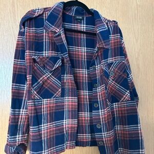 a.n.a Blue and Red Plaid Long Sleeve Shirt